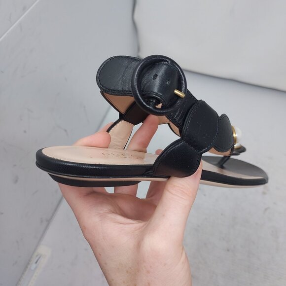 Gucci Black Strappy Willow Pearl Thong Sandal - Picture 9 of 11